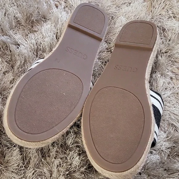 GUESS Women's Black and White Slide Sandals - Picture 3 of 5
